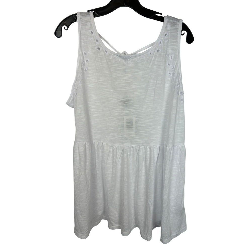 Torrid White Eyelet Embroidered Tie Back Babydoll Tank Top Plus Size 2 2X